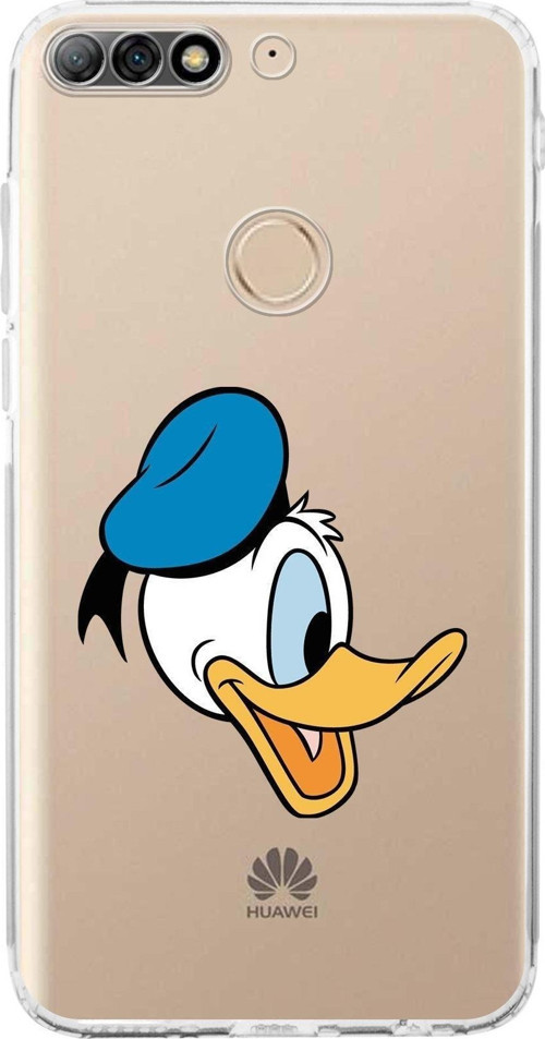 Huawei Y7 2018 Kamera Korumalı Kapak Donald Duck Tasarımlı Şeffaf Kılıf