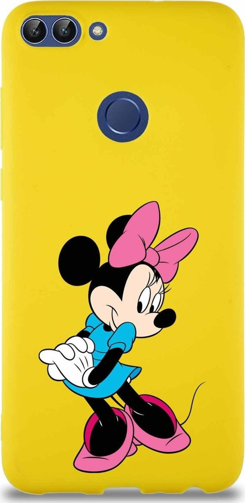 Huawei P Smart Soft Premier Kapak Minnie Mouse-F Tasarımlı Silikon Kılıf - Sarı