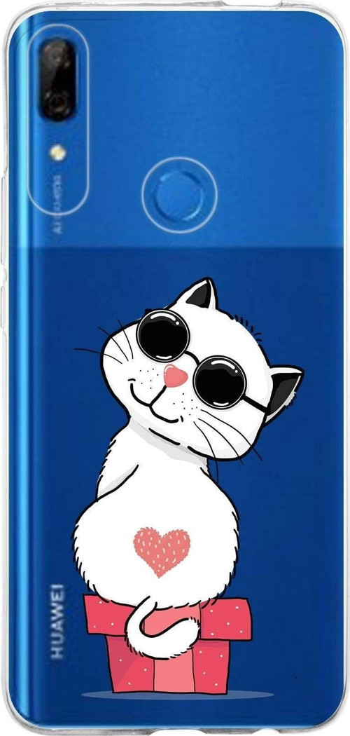 Huawei P Smart Z Uyumlu Kapak Coolcat Tasarımlı Şeffaf Silikon Kılıf