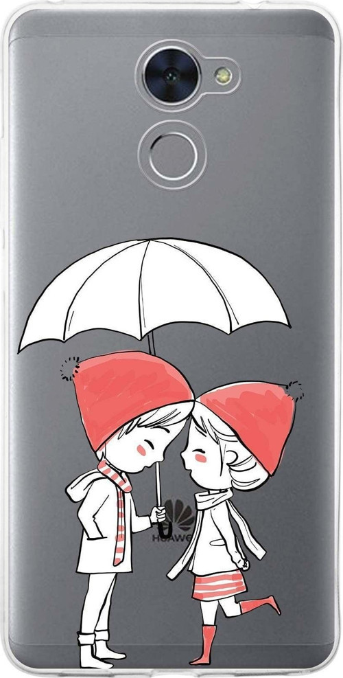 Huawei Y7 Prime Uyumlu Kapak Aşk Tasarımlı Şeffaf Silikon Kılıf