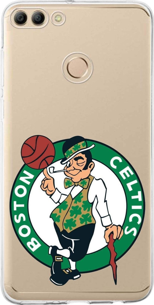 Huawei Y9 2018 Uyumlu Kapak Boston Celtics Tasarımlı Şeffaf Silikon Kılıf