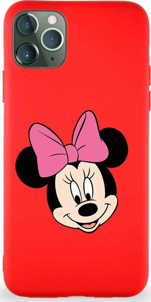 Iphone 11 Pro Max Uyumlu Soft Premier Kapak Minnie Mouse-C Tasarımlı Silikon Kılıf - Kırmızı
