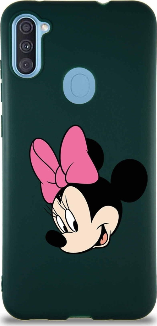 Samsung Galaxy A11 Soft Premier Kapak Minnie Mouse-B Tasarımlı Silikon Kılıf - Yeşil