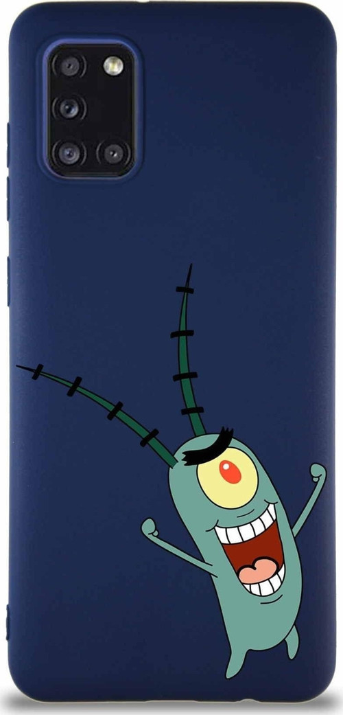 Samsung Galaxy A31 Soft Premier Kapak Plankton Tasarımlı Silikon Kılıf - Lacivert