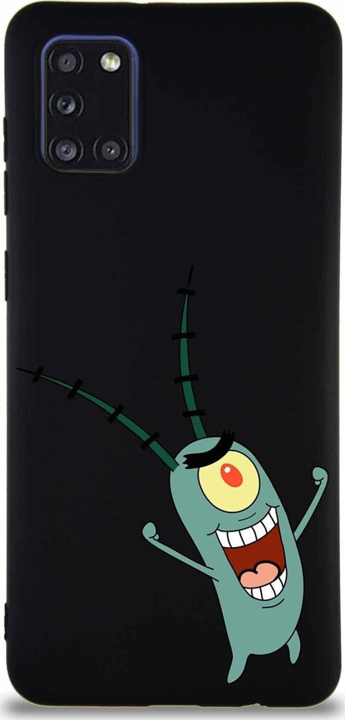 Samsung Galaxy A31 Soft Premier Kapak Plankton Tasarımlı Silikon Kılıf - Siyah
