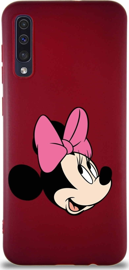 Samsung Galaxy A50 Soft Premier Kapak Minnie Mouse-A Tasarımlı Silikon Kılıf - Mürdüm