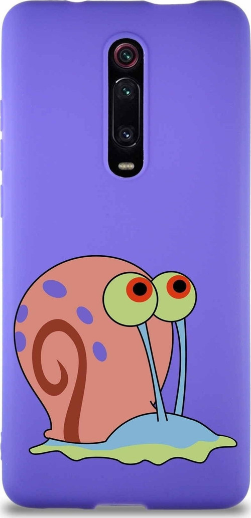 Xiaomi Mi 9T Soft Premier Kapak Salyangoz Gary Tasarımlı Silikon Kılıf - Mor