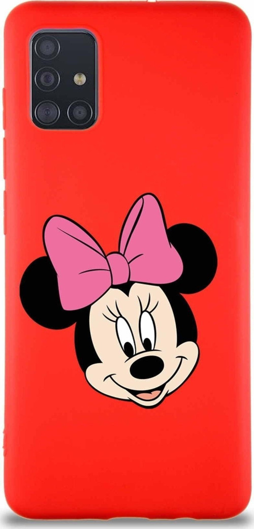 Samsung Galaxy M31S Soft Premier Kapak Minnie Mouse-C Tasarımlı Silikon Kılıf - Kırmızı