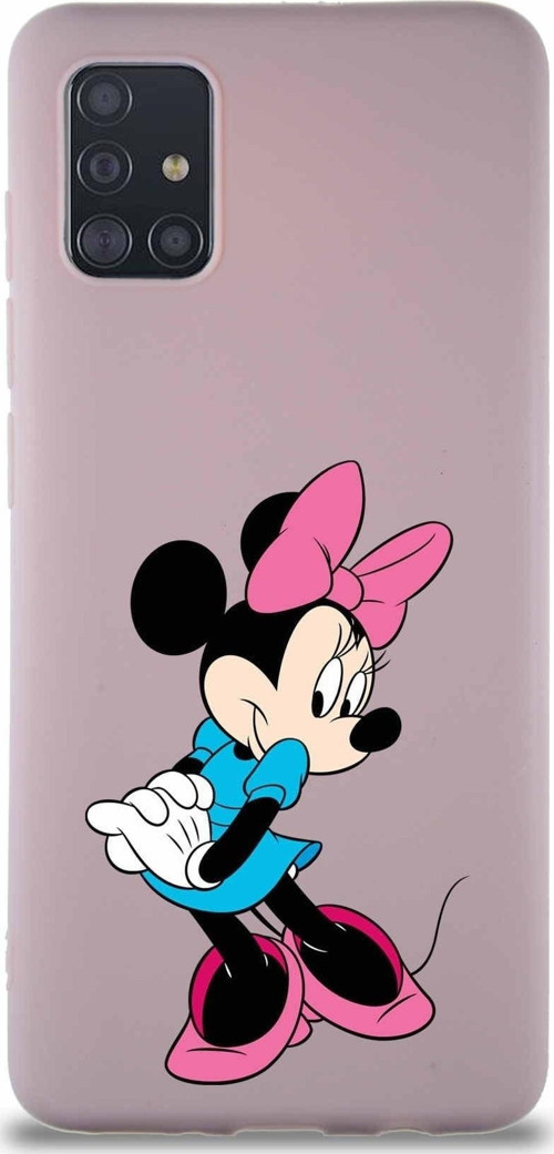 Samsung Galaxy M31S Soft Premier Kapak Minnie Mouse-F Tasarımlı Silikon Kılıf - Pudra