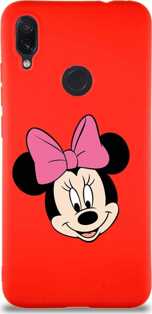 Xiaomi Redmi Note 7 Pro Soft Premier Kapak Minnie Mouse-C Tasarımlı Silikon Kılıf - Kırmızı