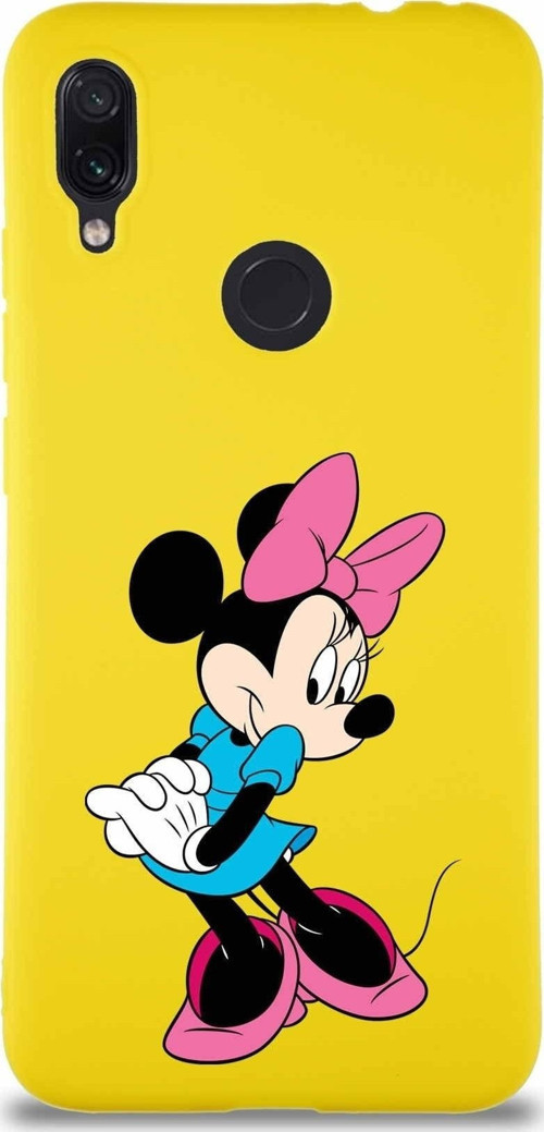 Xiaomi Redmi Note 7 Pro Soft Premier Kapak Minnie Mouse-F Tasarımlı Silikon Kılıf - Sarı