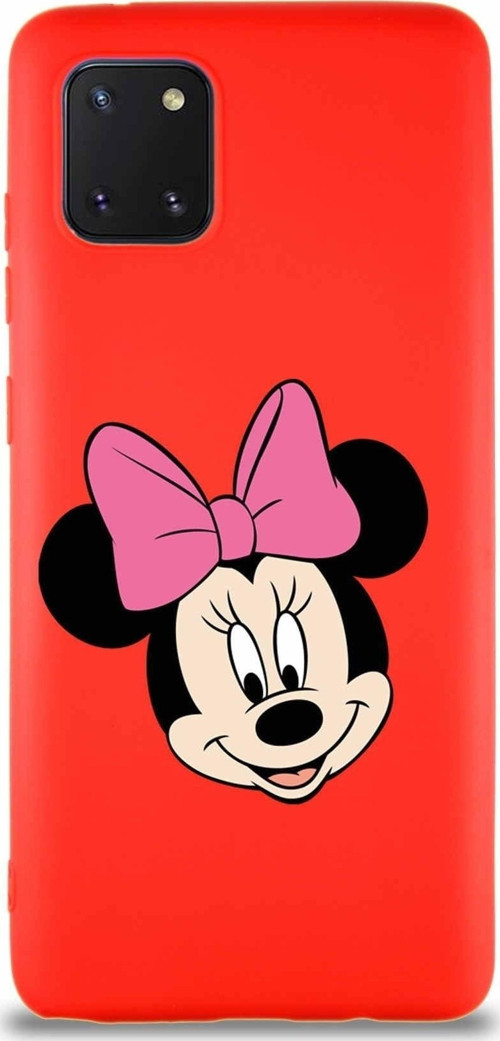 Samsung Galaxy Note 10 Lite Soft Premier Kapak Minnie Mouse-C Tasarımlı Silikon Kılıf - Kırmızı