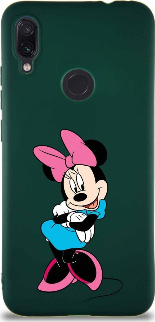 Xiaomi Redmi Note 7 Soft Premier Kapak Minnie Mouse-D Tasarımlı Silikon Kılıf - Yeşil