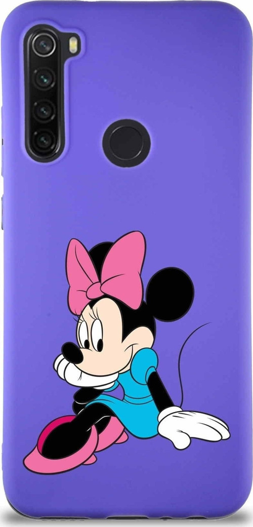 Xiaomi Redmi Note 8 Soft Premier Kapak Minnie Mouse-E Tasarımlı Silikon Kılıf - Mor