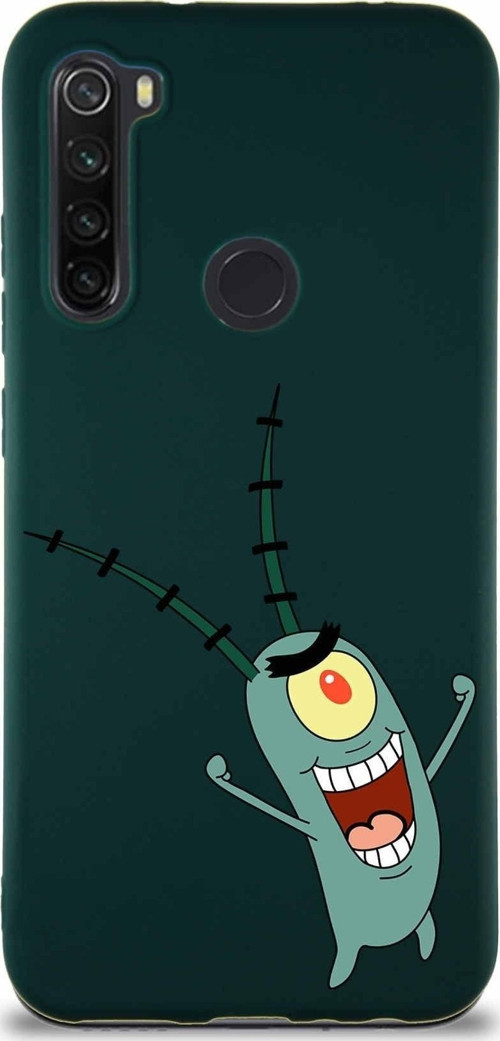 Xiaomi Redmi Note 8 Soft Premier Kapak Plankton Tasarımlı Silikon Kılıf - Yeşil