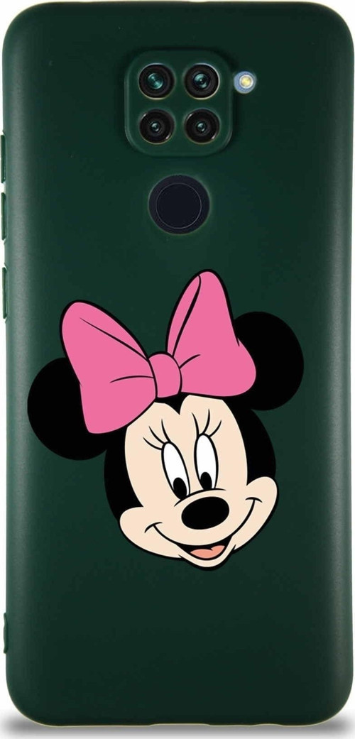Xiaomi Redmi Note 9 Soft Premier Kapak Minnie Mouse-C Tasarımlı Silikon Kılıf - Yeşil