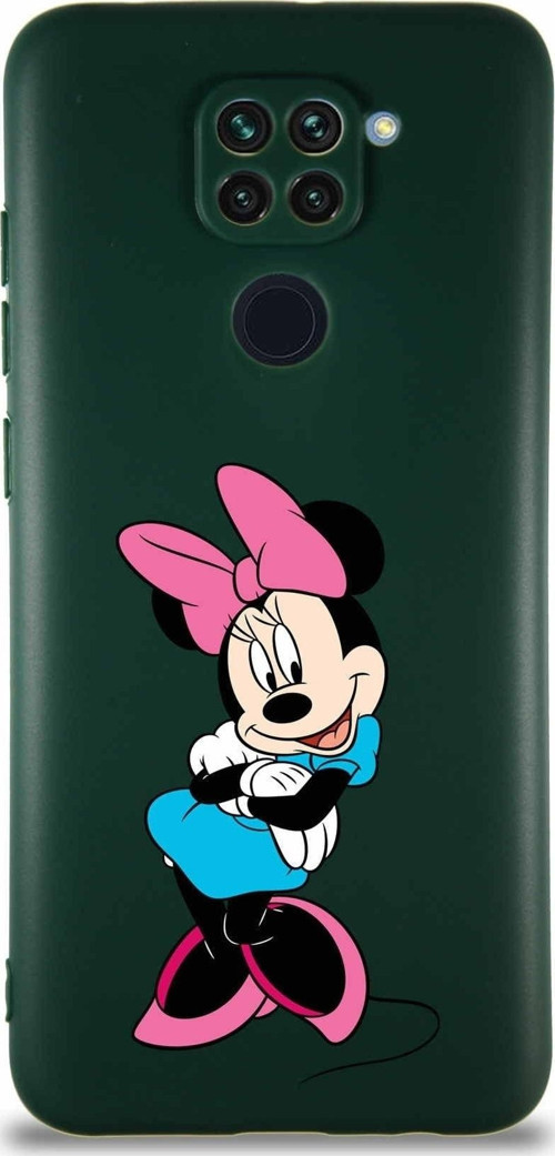 Xiaomi Redmi Note 9 Soft Premier Kapak Minnie Mouse-D Tasarımlı Silikon Kılıf - Yeşil