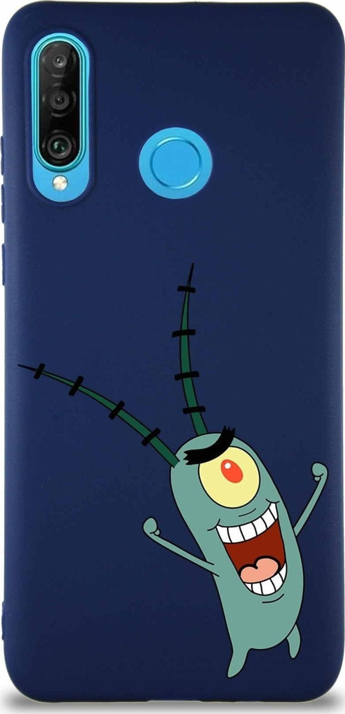 Huawei P30 Lite Soft Premier Kapak Plankton Tasarımlı Silikon Kılıf - Lacivert