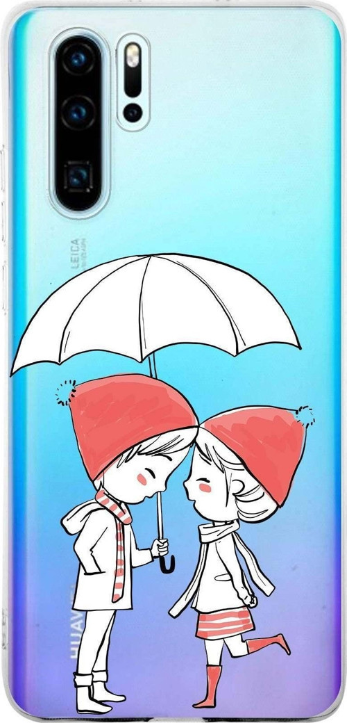 Huawei P30 Pro Uyumlu Kapak Aşk Tasarımlı Şeffaf Silikon Kılıf