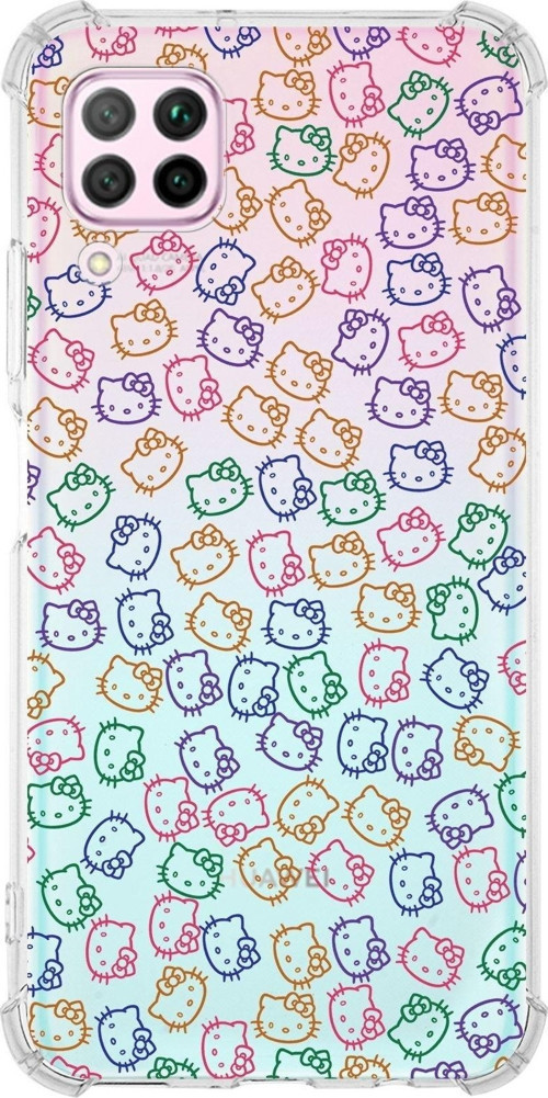 Huawei P40 Lite Köşe Korumalı Antişok Kapak Hello Kitty Tasarımlı Şeffaf Kılıf