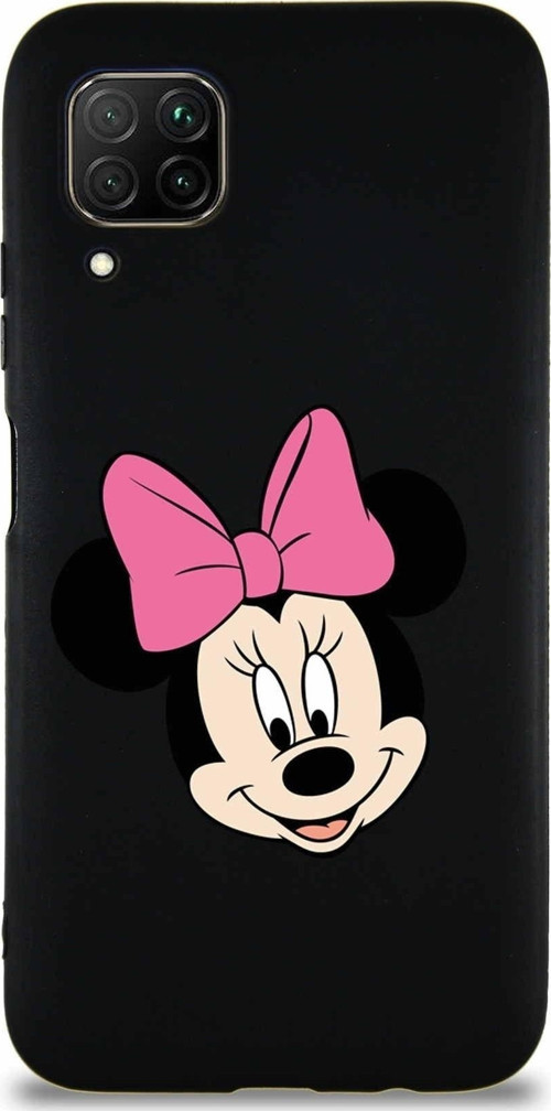 Huawei P40 Lite Soft Premier Kapak Minnie Mouse-C Tasarımlı Silikon Kılıf - Siyah