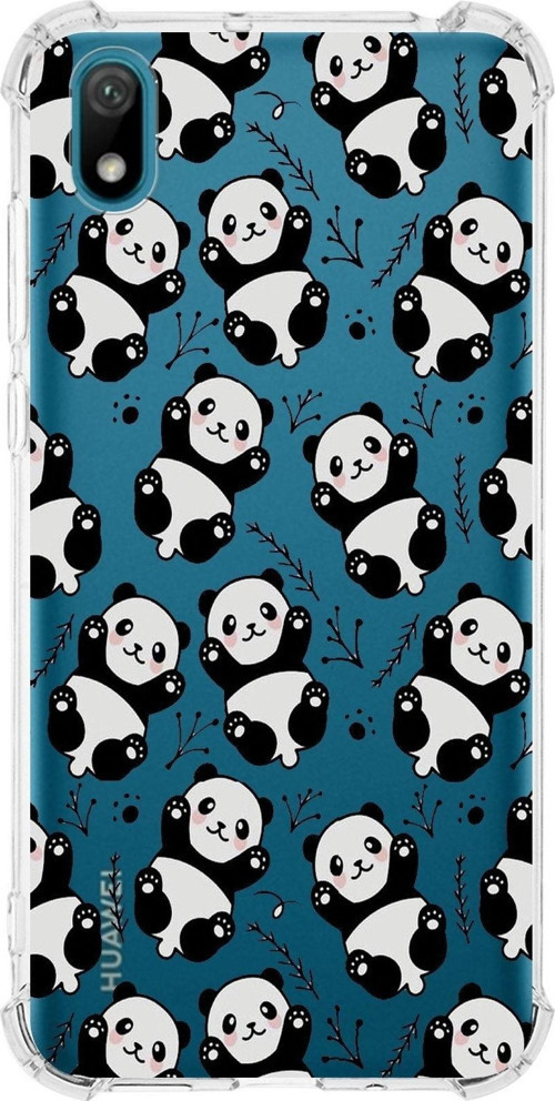 Huawei Y5 2019 Köşe Korumalı Antişok Kapak Panda Tasarımlı Şeffaf Kılıf