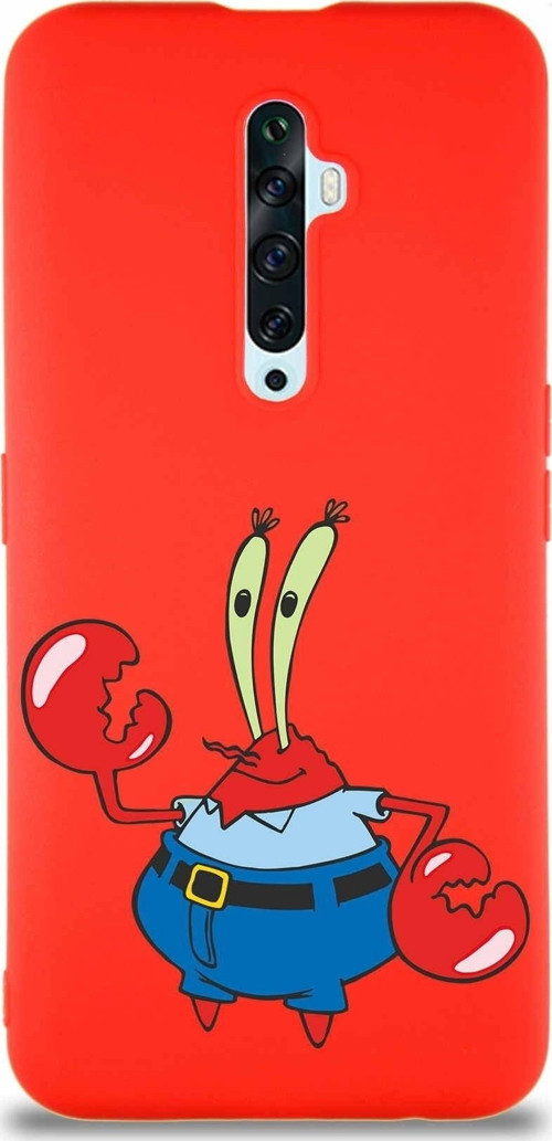 Oppo Reno 2Z Soft Premier Kapak Bay Yengeç Tasarımlı Silikon Kılıf - Kırmızı