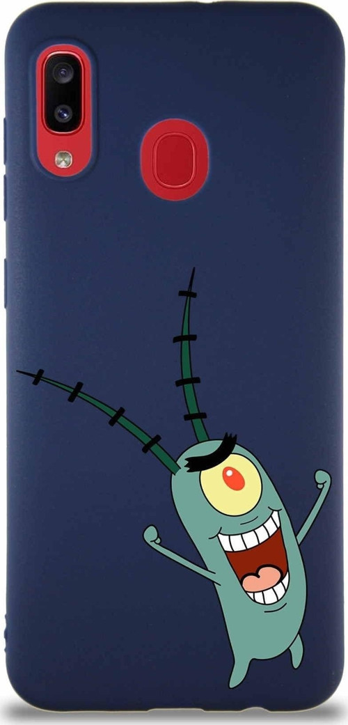 Samsung Galaxy A30 Soft Premier Kapak Plankton Tasarımlı Silikon Kılıf - Lacivert