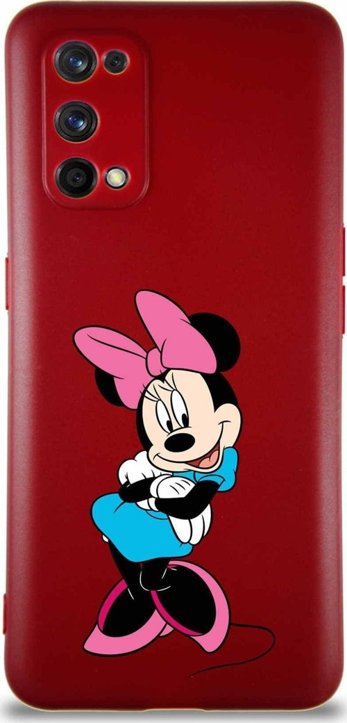Realme 7 Pro Soft Premier Kapak Minnie Mouse-D Tasarımlı Silikon Kılıf - Mürdüm