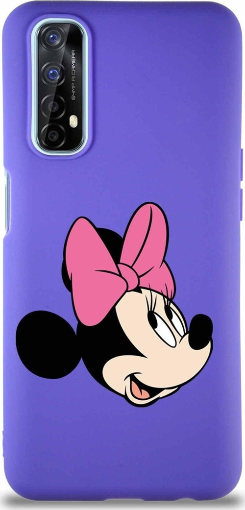 Realme 7 Soft Premier Kapak Minnie Mouse-A Tasarımlı Silikon Kılıf - Mor