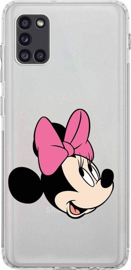 Samsung Galaxy A31 Kamera Korumalı Kapak Minnie Mouse Tasarımlı Şeffaf Kılıf