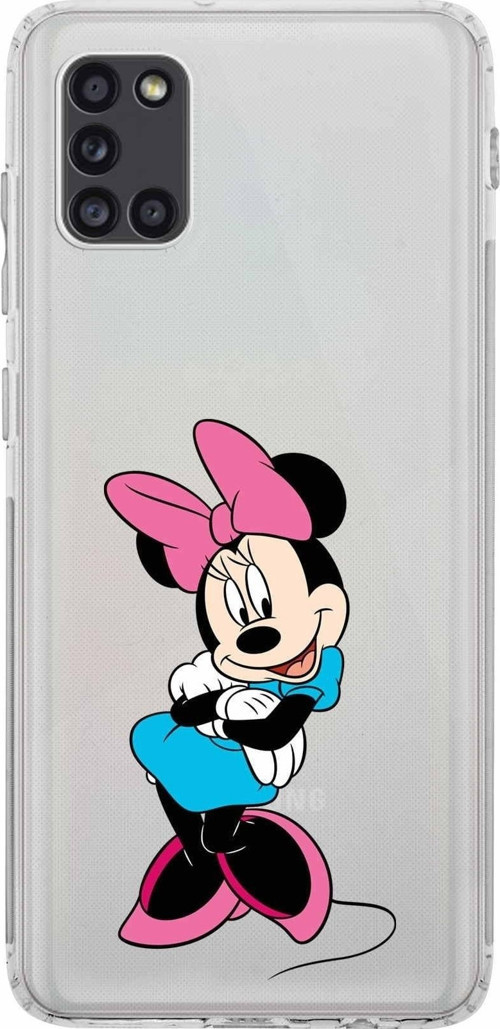 Samsung Galaxy A31 Kamera Korumalı Kapak Minnie Mouse Tasarımlı Şeffaf Kılıf