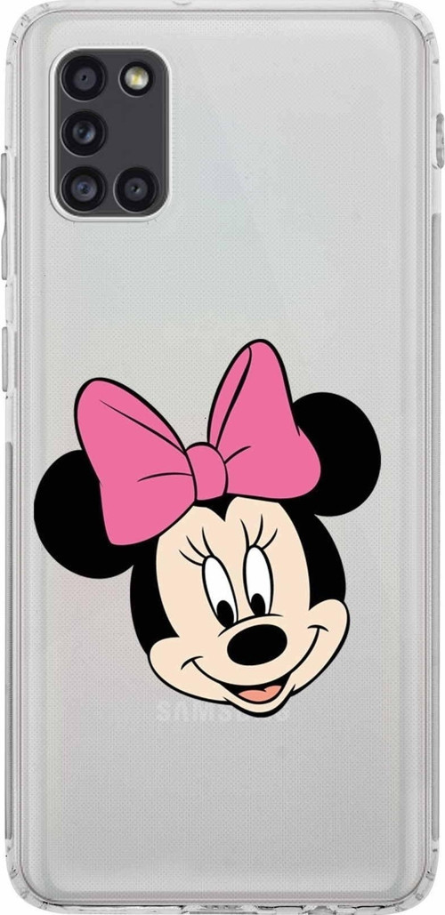 Samsung Galaxy A31 Kamera Korumalı Kapak Minnie Mouse Tasarımlı Şeffaf Kılıf