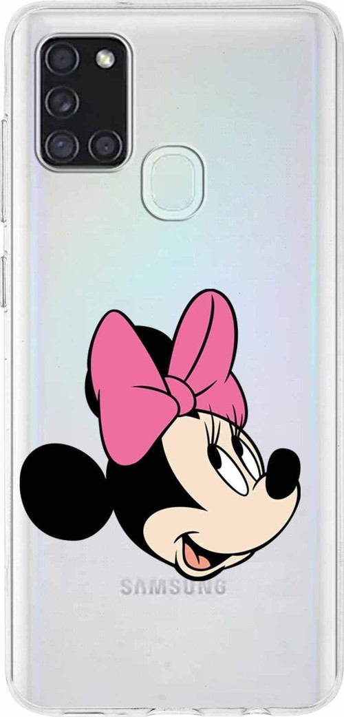 Samsung Galaxy A01 Kapak Minnie Mouse Tasarımlı Şeffaf Silikon Kılıf