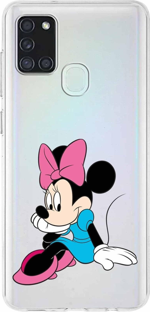 Samsung Galaxy A01 Kapak Minnie Mouse Tasarımlı Şeffaf Silikon Kılıf