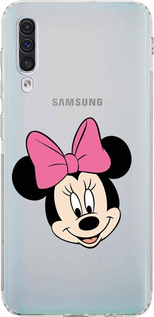 Samsung Galaxy A50 Kamera Korumalı Kapak Minnie Mouse Tasarımlı Şeffaf Kılıf