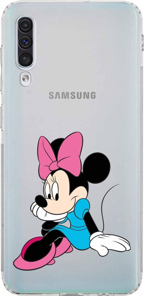 Samsung Galaxy A50 Kamera Korumalı Kapak Minnie Mouse Tasarımlı Şeffaf Kılıf