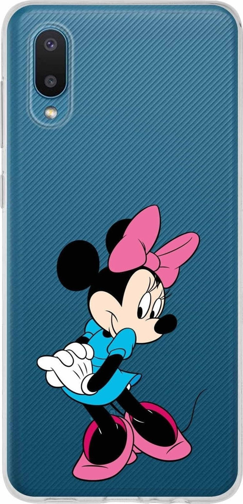 Samsung Galaxy A02 Kapak Minnie Mouse Tasarımlı Şeffaf Silikon Kılıf