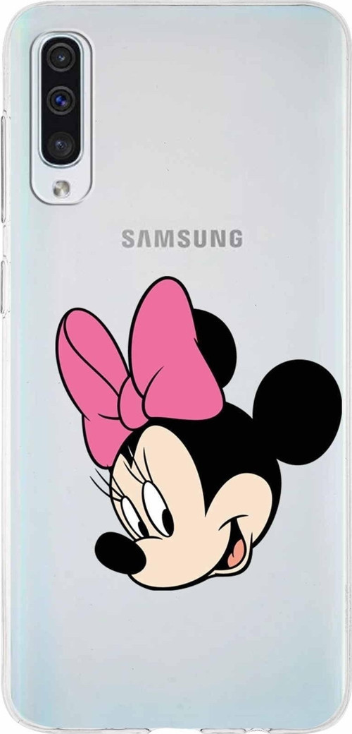 Samsung Galaxy A50S Kapak Minnie Mouse Tasarımlı Şeffaf Silikon Kılıf