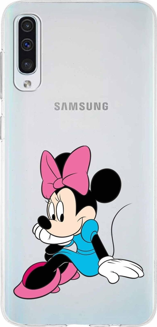 Samsung Galaxy A50S Kapak Minnie Mouse Tasarımlı Şeffaf Silikon Kılıf