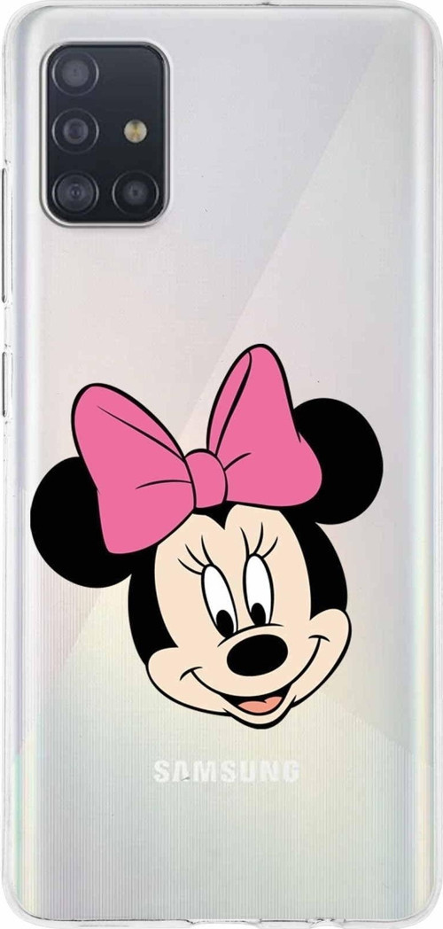 Samsung Galaxy A51 Kapak Minnie Mouse Tasarımlı Şeffaf Silikon Kılıf
