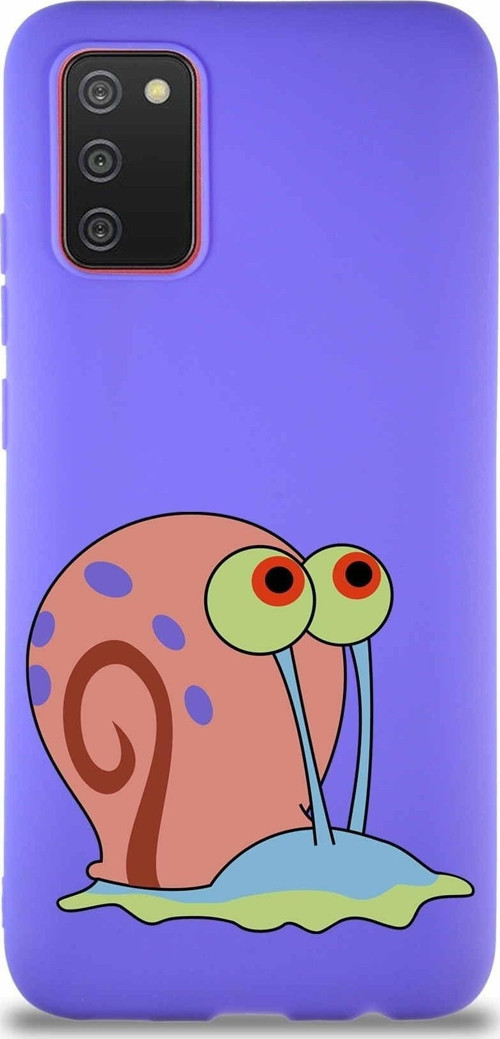 Samsung Galaxy A02S Soft Premier Kapak Salyangoz Gary Tasarımlı Silikon Kılıf - Mor