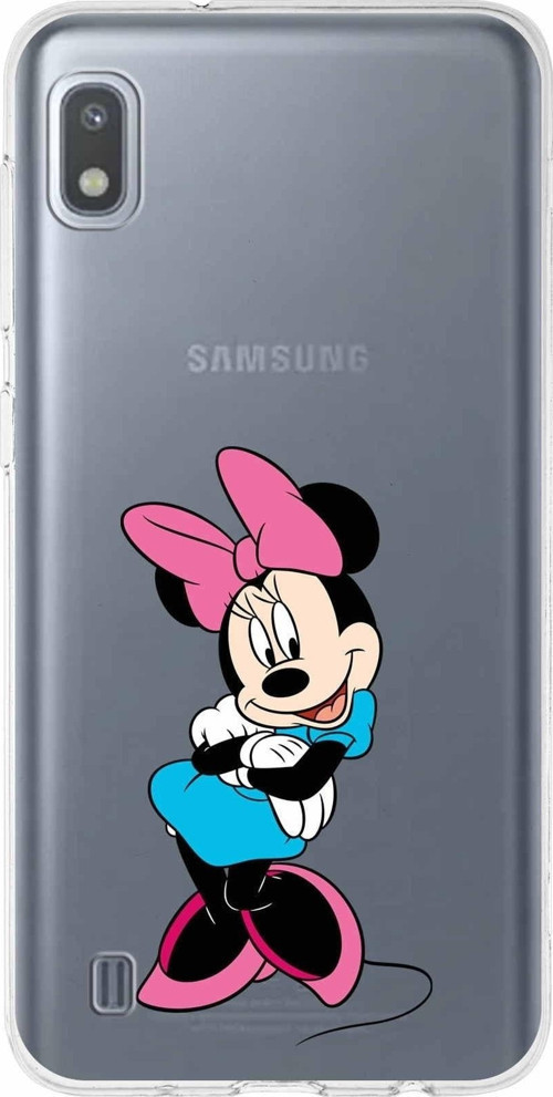 Samsung Galaxy A10 Kapak Minnie Mouse Tasarımlı Şeffaf Silikon Kılıf