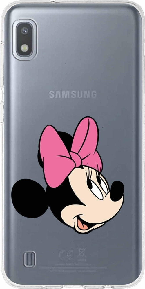 Samsung Galaxy A10 Kapak Minnie Mouse Tasarımlı Şeffaf Silikon Kılıf