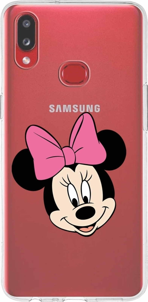 Samsung Galaxy A10S Kapak Minnie Mouse Tasarımlı Şeffaf Silikon Kılıf