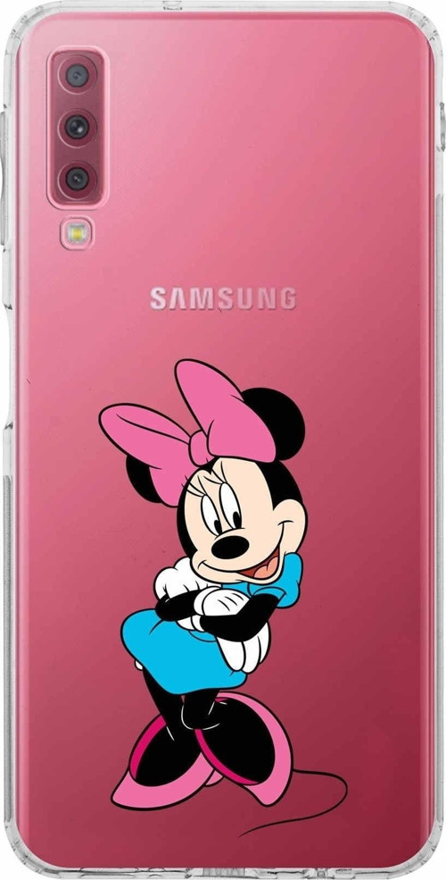 Samsung Galaxy A7 2018 Kamera Korumalı Kapak Minnie Mouse Tasarımlı Şeffaf Kılıf