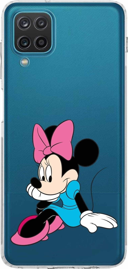 Samsung Galaxy A12 Kamera Korumalı Kapak Minnie Mouse Tasarımlı Şeffaf Kılıf