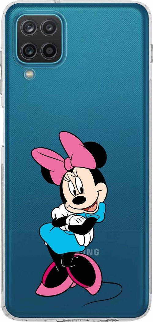 Samsung Galaxy A12 Kamera Korumalı Kapak Minnie Mouse Tasarımlı Şeffaf Kılıf