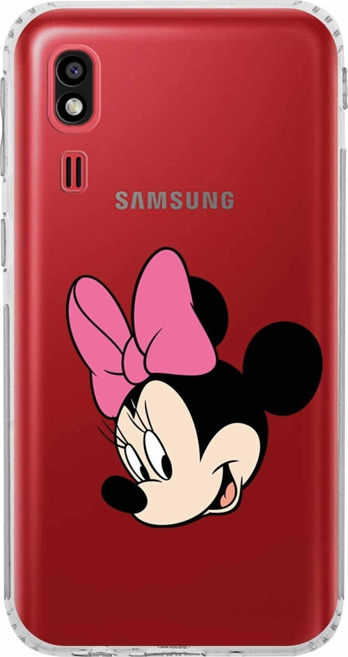 Samsung Galaxy A2 Core Kamera Korumalı Kapak Minnie Mouse Tasarımlı Şeffaf Kılıf