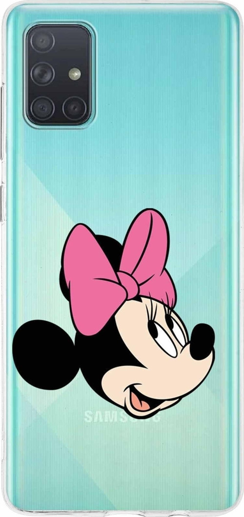 Samsung Galaxy A71 Kapak Minnie Mouse Tasarımlı Şeffaf Silikon Kılıf